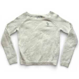 Abercrombie Kids Girls White Wool Blend Sweater Size Medium Moose logo